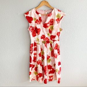 BB Dakota Pink & Red Pleated Floral Party Dress